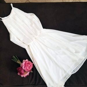 Lush Blouson Chiffon Skater Dress Small Ivory